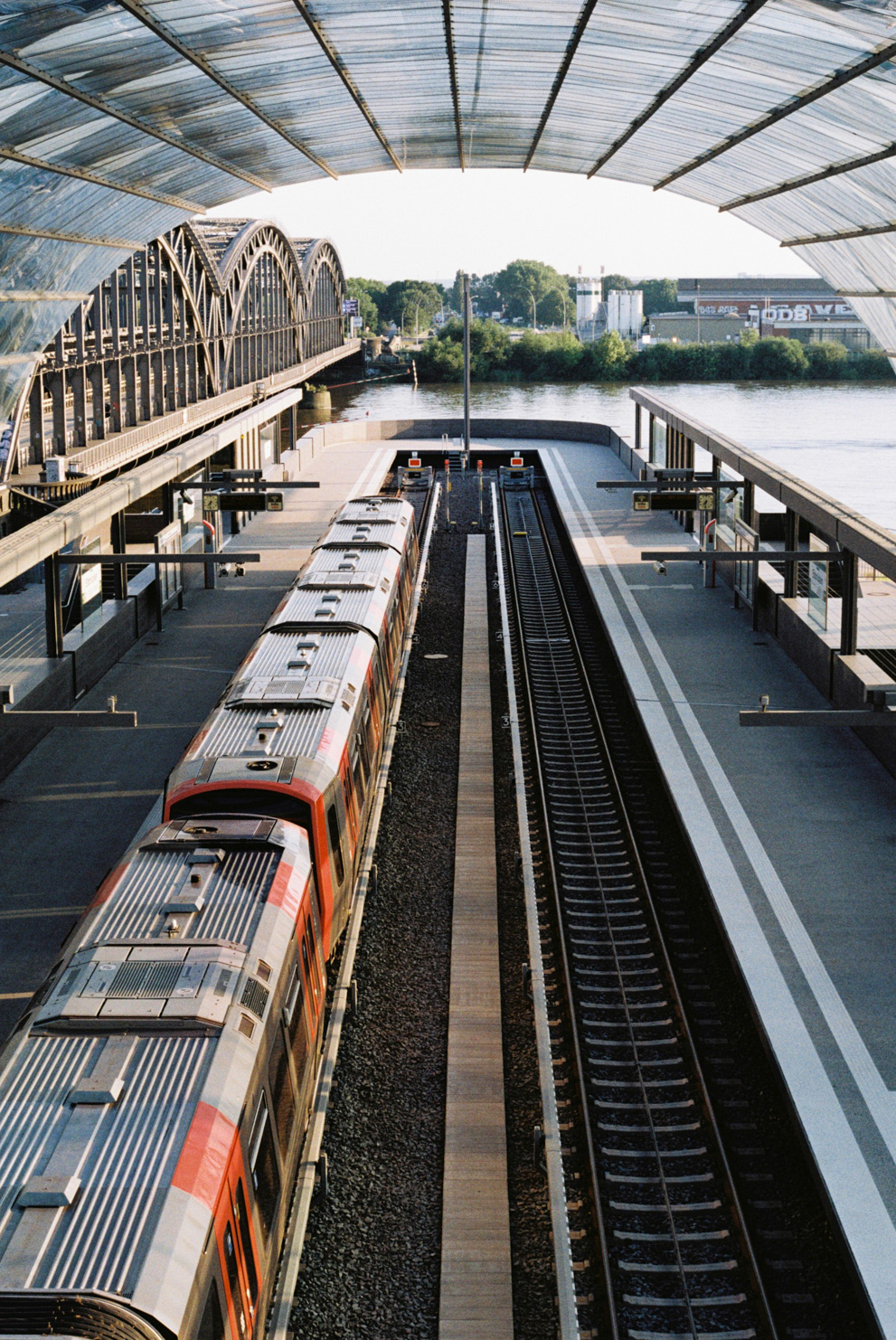 The endstation of the subway at Hamburg Elbbrücken. Shot on Kodak Gold 200.