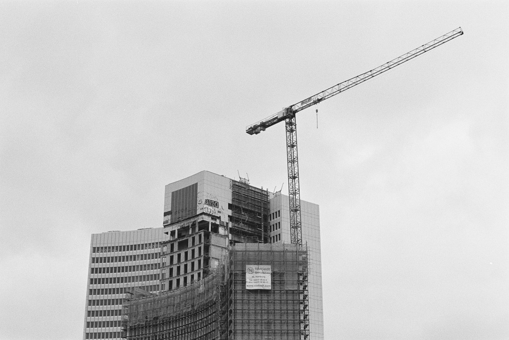 Demolition site of the Euler Hermes building in Hamburg-Ottensen. Shot on Kodak Tri-X 400.